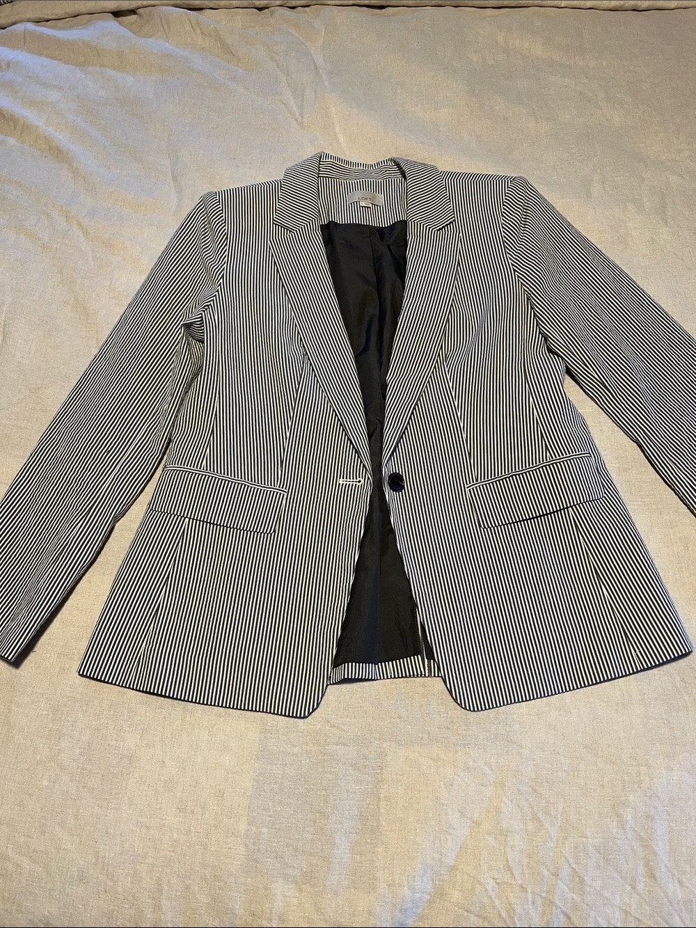 LOFT navy and White Pinstripe Blazer